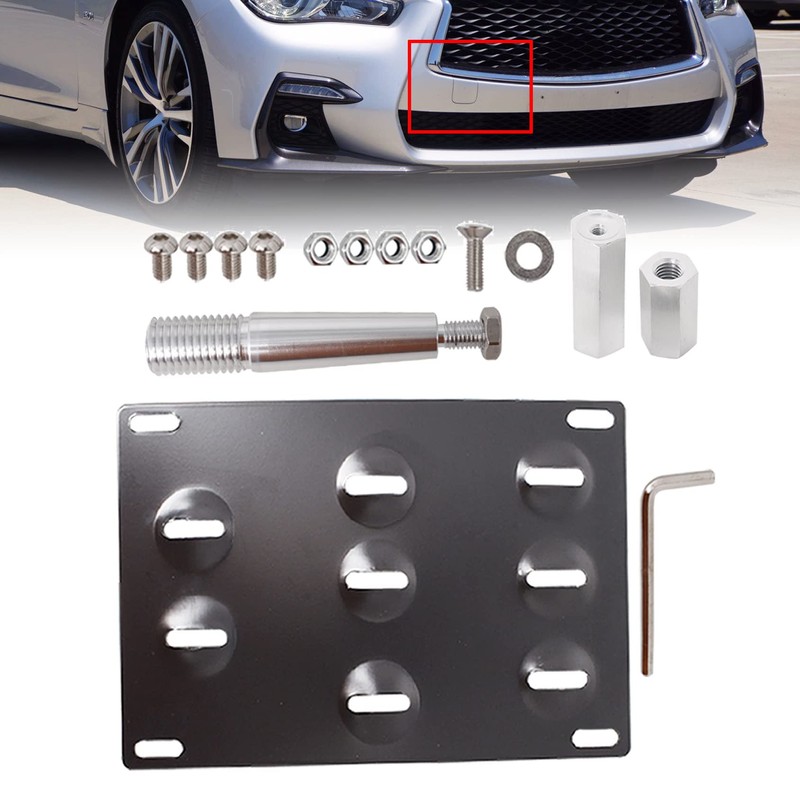 ANTUKO Front Bumpe License Plate Tow Hook Mount Bracket Replacement