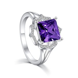 LOVANS Women's Engagement Rings with Birthstones Cubic Zirconia Wedding Jewelry Birthday Anniversary Gift, Copper