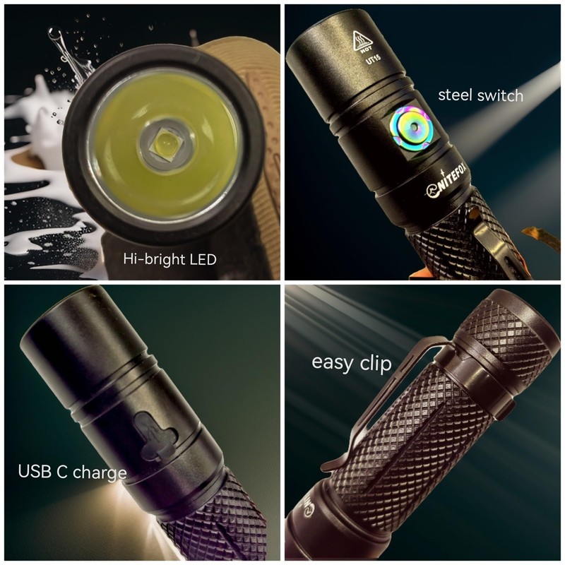 Nitefox Rechargeable LED Flashlight Bright Pocket Flashlight 1500LM Handheld Flashlight