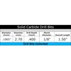 Carbide Drill Bits with 1/8" Shanks (Choose Your Size) for