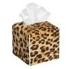 Brown Leopard Tissue Box Cover,PU Leather Tissue Box Holder Square,Modern