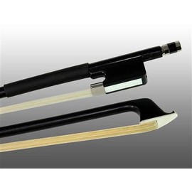 German Bass Bow Fiberglass Half-Lined Frog Leatherette Grip Kamel Synthetic Hair (1/4)