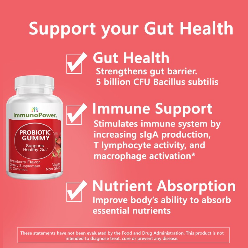 ImmunoPower Organic Probiotics Gummies | 5 Billion CFU Probiotics for