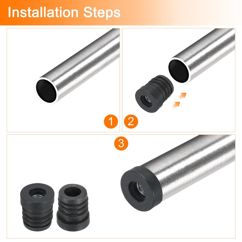 QUARKZMAN Pack of 6 black inserts for round pipes with