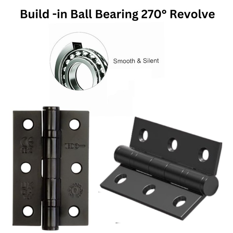 Door Hinges 3 inch Black Ball Bearing Butt Hinges Grade