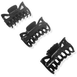 Topkids Accessories Small Mini Hair Claw Clips Set of 3 Girls Butterfly Hair Clips Women Bulldog Clips Hair Grips Sectioning Clip Hair Clip Claw Clip Hair Accessories for Women 4cm / 1.5" (Black)