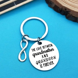 Huwujiu Grandma Keyring Grandma Gifts from Grandson The Love Between Grandmother And Grandson Is Forever Keyring Mothers Day Gifts Christmas Birthday Gifts for Grandmother
