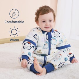 MIKAFEN Baby Sleeping Bag with Feet 3.5 tog Winter, Kid Winter Sleeping Bag with Legs,4-5 years Blue Penguin