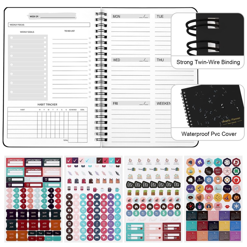 Zhswlp A5 Weekly Planner Notebook, Undated To Do List Notebook