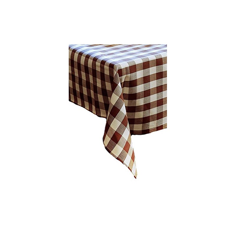texpot Tablecloth 110 x 110 cm Brown/White Checked Cotton 2