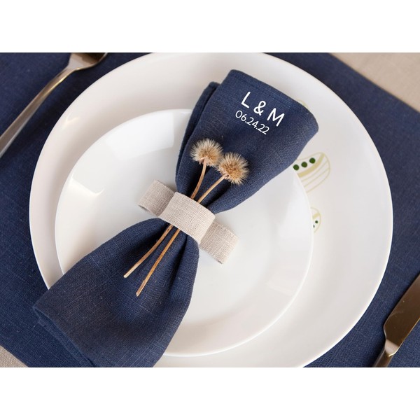Personalized Linen Dinner Napkins | Monogrammed Linen Napkins | Custom