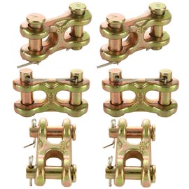 JMIATRY 6PCS 3/8 Chain Link Connector Alloy Steel 3/8 Inch Twin Clevis Link, 6613LBS Working Load Limit 3/8 Chain Links Heavy Duty Safety Chain Repair Links for Trailer Towing Lifting Logging