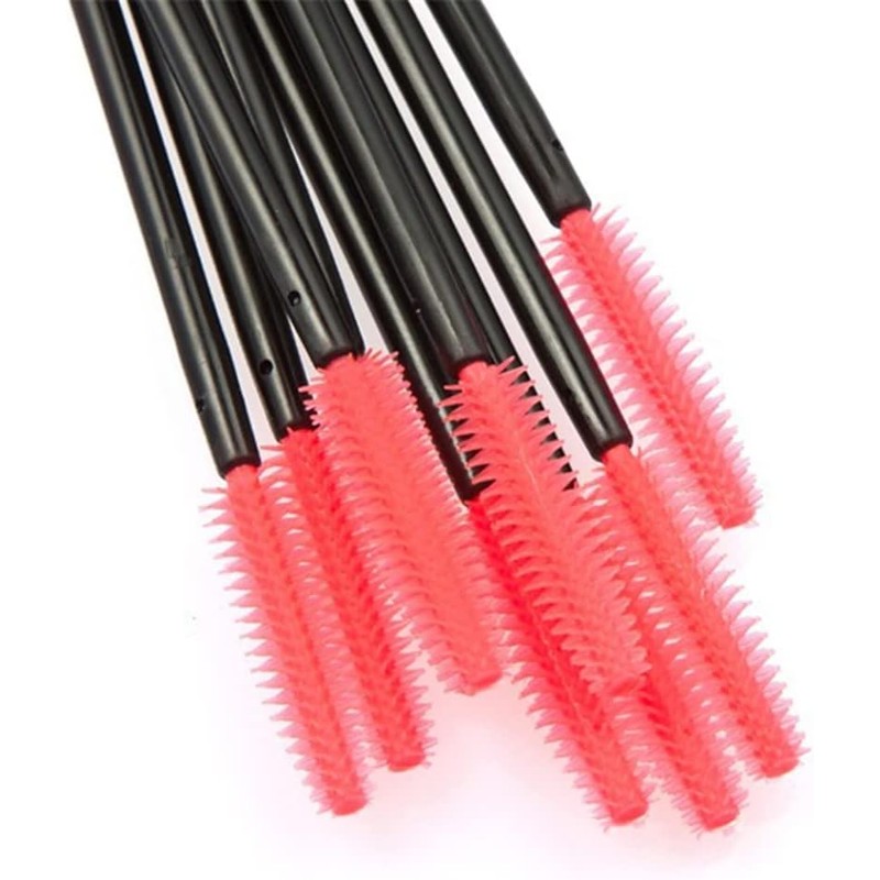 50 piezas/paquete de cepillos desechables de silicona para pestañas, varitas