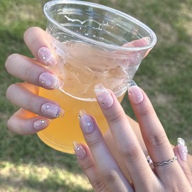 Crystal Bubble Handmade Nail Tips - Almond Egg / 크리스탈 버블 수제네일팁 - 아몬드에그
