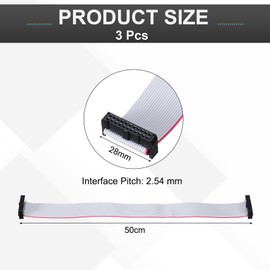 MECCANIXITY 3 Pcs IDC Flat Ribbon Cable, 2.54mm Pitch 28mm Width 50cm Long 22 Pin FC to FC Flat Ribbon Connector Jumper Wire for PC, LED Displays