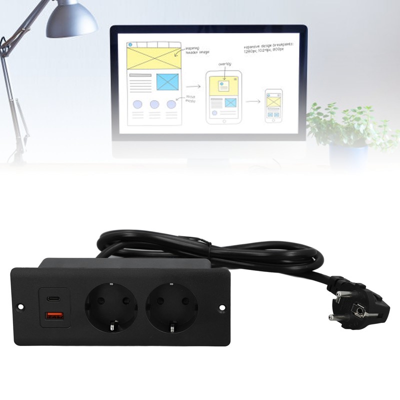 Recessed Socket 2 Outlets with PD20W USB C USB A