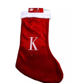 Monogram Christmas Red Velvet Monogram Hanging Stocking“Lette