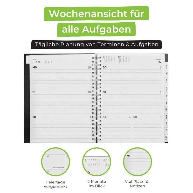 WallDeca Weekly Planner 2026, Homework Book, School Planner | Calendar