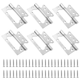 QINGHEC 6 Pcs Heavy Duty Flush Hinges, Stainless Steel Door Hinges 4 inch Flush Hinges with Ball Bearing, Internal Door Hinges, Large Flush Hinges, Metal Gate Hinge for Internal and External Gate