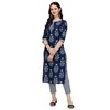 FIORRA Kurta recto de algodón puro con pantalón SET0046 para