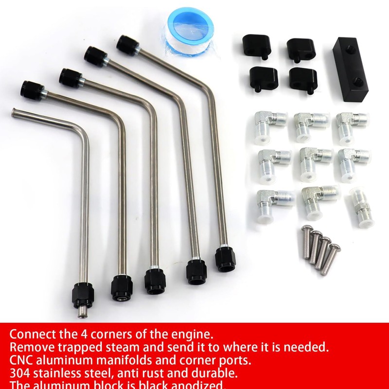 LS Coolant Crossover Steam Vent Kit,AN4 Fuel Brake Line,LS Stainless