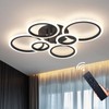 Shine LUEST 6 Rings Black Modern LED Ceiling Light Fixture,