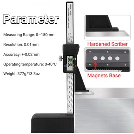 Medidor de altura, medidor de profundidad, medidor de altura digital de alta precisión, medidor de profundidad de apertura, con base magnética 0-150 mm