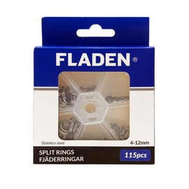 FLADEN FISHING - 100 Plus Split Ring Dispenser - High-Strength Steel Rings in 6 Essential Sizes ((4 5 7 8 10 and 12mm) Essential terminal Tackle Suitable for Sea & Freshwater Rigs [15-3919]