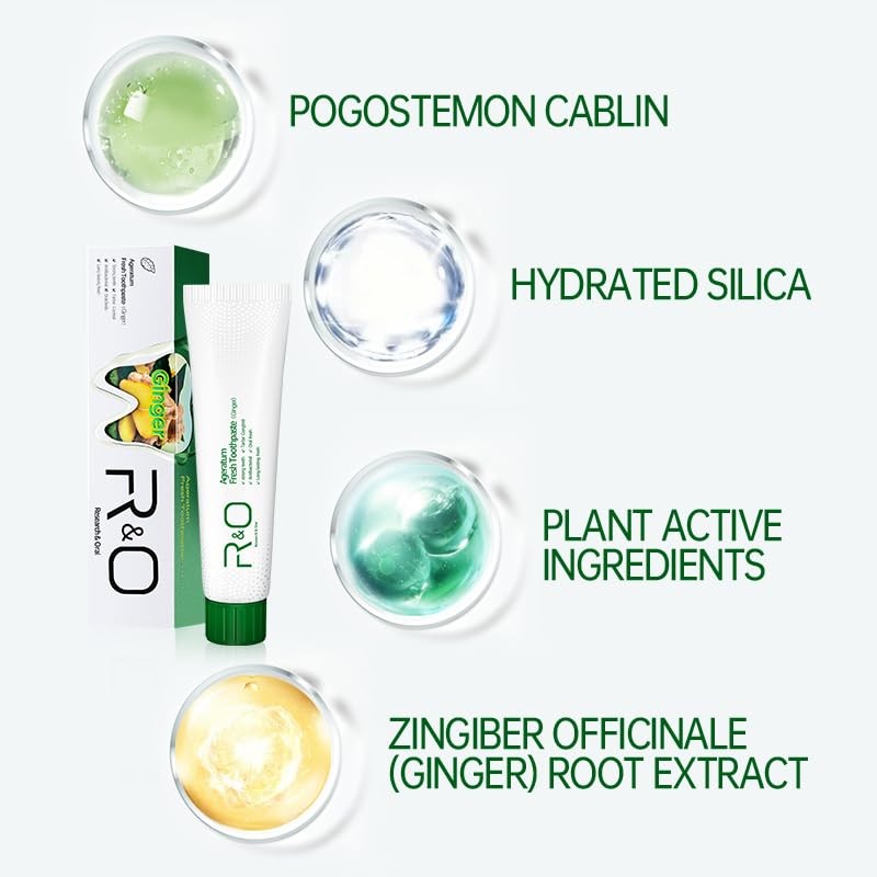 R&O Long-Lasting Fresh Ginger Mint Toothpaste, 3.53 oz - Removes