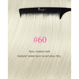 YoungSee Tape-In Extensions, Platinum Blonde Extensions, Real Hair, Blonde, 60 cm Tape-In Real Hair Extensions, Seamless Tape, Skin Weft, Tape-In Hair Extension, Long, for Women, 50 g #60A