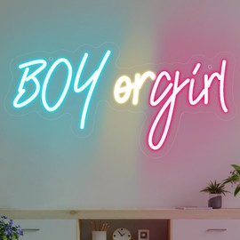 Neonawall Boy or Girl Neon Signs Gender Reveal for Pregnancy Party, USB Powered Light up Sign for Wall Decor,Dimmable LED Neon Light for Party Living Room Decor 15.7 x 7.9 inch