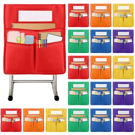 gisgfim 18 Pcs Chair Pockets for Classroom 19 x 17 inch Seat Sacks for Classroom Chairback Pocket Chart 3 Pockets Chairs Seat Back Organizer with Name Tag for School Home Classroom Supplies(Colorful)