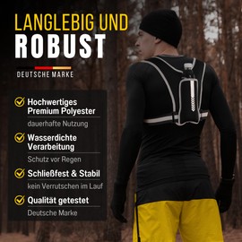 ECHOVO Reflective Running Vest for Men and Women, Lightweight Running Vest, Hydration Vest with 2 Pockets & Water Bottle, Adjustable Size, Jogging Hydration Backpack for Running & Fitness, black,