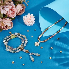 PH PandaHall 18 Karat Vergoldete Abstandsperlen 120 Stück 12 Stile Goldene Scheiben Bastelperlen Flache Abstandshalter Für Armbänder Halsketten Schmuckherstellung DIY Bastelarbeiten 4~7mm