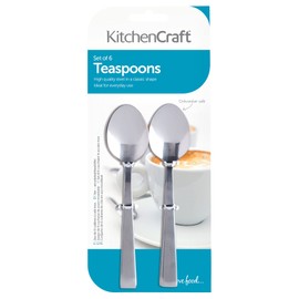 KitchenCraft Teaspoons Set of 6, Stainless Steel Coffee Spoons, 14 cm, Set of 6, Silver