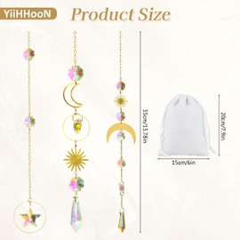 YiiHHooN Crystal Suncatcher, 3 Styles Hanging Sun Catcher Kit with Storage Bag, Colorful Sun Catchers for Windows Prism Pendant Rainbow Maker Crystal Suncatchers for Home Decor