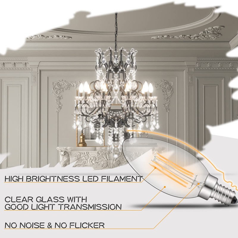 Maxax C35 LED Dimmable Bulb, E12 Base Candle Bulbs, 4W