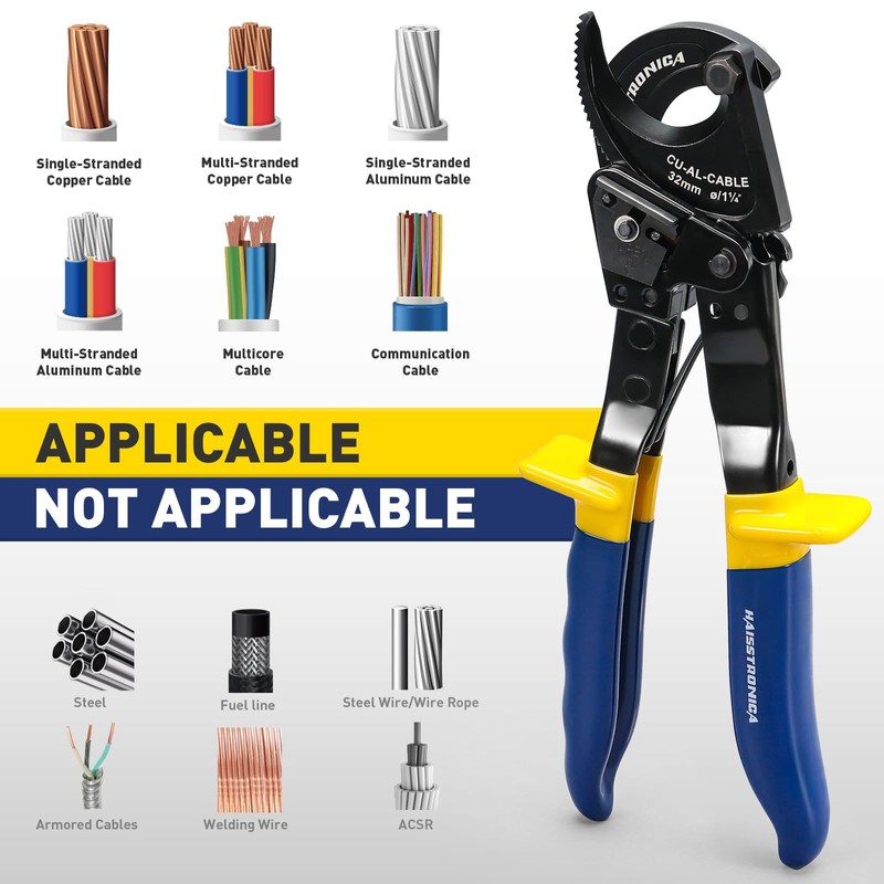 haisstronica Cable Cutters Ratcheting Cable Cutter Heavy Duty Wire Cutters