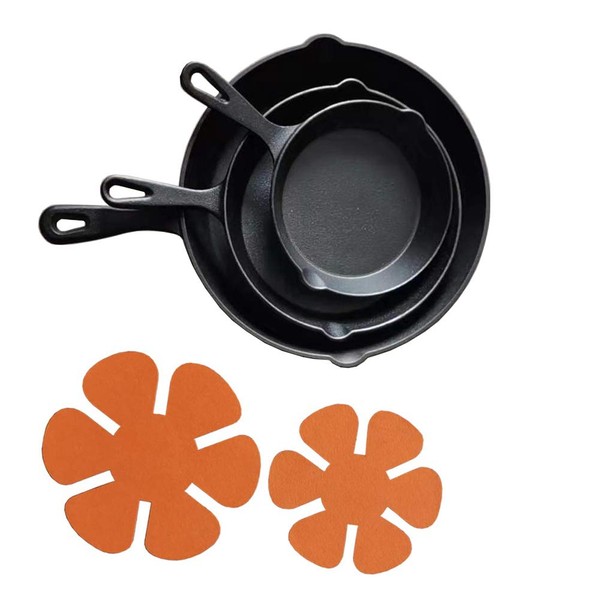 HAWOK Cast Iron Skillet (6inch 8inch 10inc) with Protectors Set