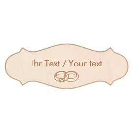 Apartment Sign with Your Own Desired Text Made of Poplar Plywood - 100 x 37 mm, Curved - Door Sign, Name Plate, Engraving Sign