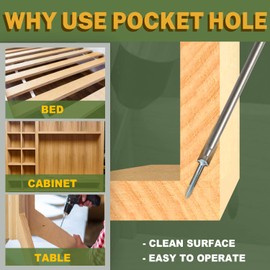 LIONMAX Pocket Hole Screws Fine Thread #8 x 1-1/4 Inch, 600PCS Pocket Wood Screws Washer Head, Square Drive, for Hardwood Pocket Hole, Zinc Plated, 150MM Drive Bit Included