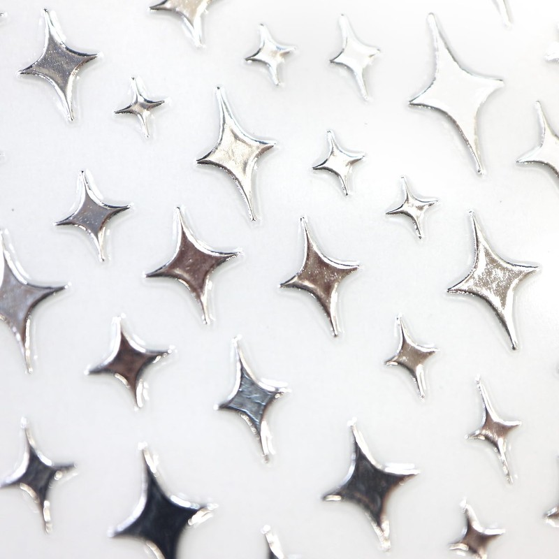Nail Seal, Glitter, Large, Silver, Nail Stickers, Nail Art, Self