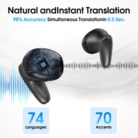 Traducteur Vocal Instantané - AI Ecouteur Traducteur Instantané, Prend en Charge 144 Langues et 4 Modes de Traduction, Avec Ecouteur Traducteur Temps Réel Pour Applications iOS et Android