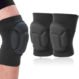 Protective Knee Pads, 1 Pair Thick Sponge Anti-Slip Collision Avoidance Knee Sleeve, Full Black Soft Brace Breathable Sleeve Protective, for Dance Volleyball Football Yoga Tennis, Black, L