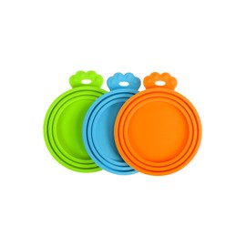 PetBonus 3 Packs Silicone Pet Can Lids, Dog Cat Food Can Cover, Universal Size Can Tops, 1 fit 3 Standard Size Food Cans, BPA Free Dishwasher Safe (Blue, Green, Orange)