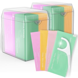 JGB Palillos De Hilo Dental Envueltos Individualmente, Hilo Dental Multicolor Para Adultos Con Práctico Estuche, Minibolsa Desechable Para Viajes, Hoteles, Restaurantes, Oficinas, Coches Y Bodas (2 Es