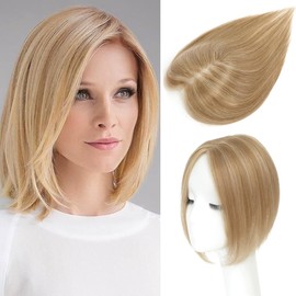 Hair Toppers for Thinning Hair Toppers for Women Real Human Hair Pieces for Women with Thinning Hair Clip In Toppers 100% Remy Human Hair Wiglets 10inch (Creamy Iced Blone)