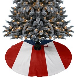 Puerto Rican 48" Christmas Tree Skirt with Puerto Rico Flag Design – Boricua Puerto Rican Decoration for Holiday Home Décor