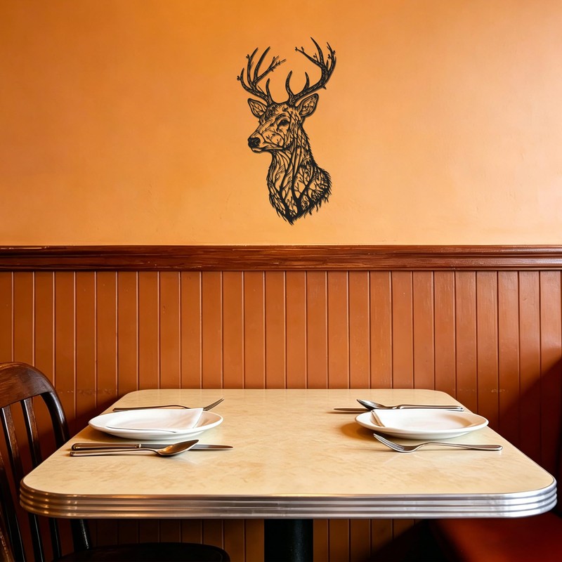 Deer Head Metal Wall Art - Rustic Cabin Decor