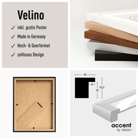 accent by nielsen Velino Black Wooden Picture Frame 4x6 Photo Frame for Standing and Hanging Portrait & Landscape Format Real Glass